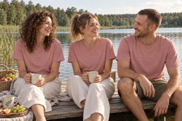 T-Shirt Koszulka Kobaltowa „Mniej Myślenia, Więcej Czucia”