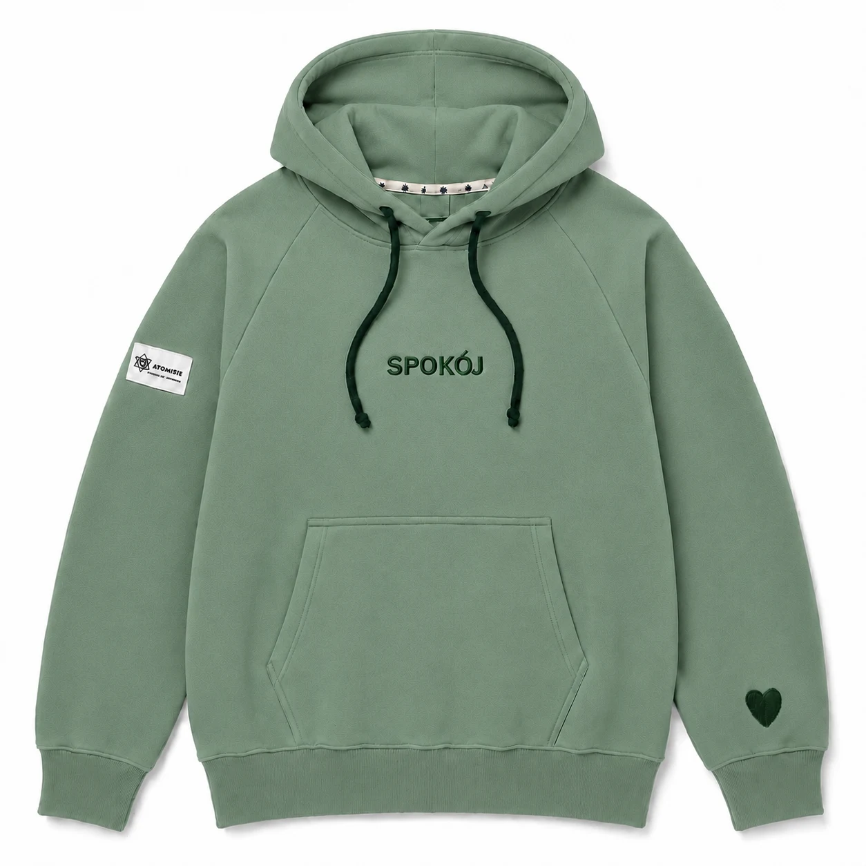 Pastelowo zielona bluza Spokój z haftem