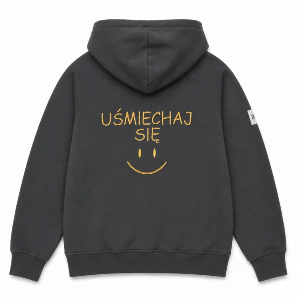 Bluza z Kapturem Grafitowa "Nie masz powodu? Uśmiechaj się”